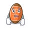 Afraid rugby ball mascot cartoon