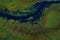 Africa aerial landscape, green river, Okavango delta in Botswana. Lakes and rivers, view from airplane. Forest. vegetation in