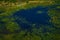 Africa aerial landscape, green river, Okavango delta in Botswana. Lakes and rivers, view from airplane. Forest. vegetation in