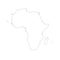 Africa bthin black outline map. Contour map of continent. Simple flat vector illustration