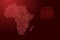 Africa continent map from red isolines or level line geographic topographic map grid. Vector illustration