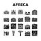 Africa Continent Nation Treasure Icons Set Vector