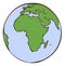 Africa continent on plamet Earth. Round map icon