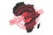 Africa coronavirus stamp. Concept of quarantine, isolation and pandemic of the virus in African continent. Vector