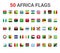 Africa flags of country. 50 flag rounded square icons Vector