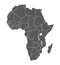 Africa. Grey contour map. Countries and islands. Vector