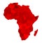 Africa with hearts, abstract image, red tones, isolated.