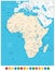 Africa highly detailed map and colored map pointers