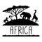 Africa illustration, animals and acacia