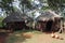 AFRICA, KENYA, SAMBURU NATIONAL RESERVE, AUGUST 3,  2010: traditional houses in the samuru village, traditional tools in front of