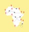 Africa map with airplane flight paths on a yellow background