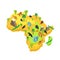 Africa map animal Isometric style. flora and fauna. Vector illus