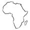 Africa map from the contour black brush lines different thickness on white background. Vector illustration