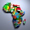 AFRICA MAP WITH FLAGS OF THE COUNTRIES 3d rendered image