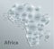 Africa map, new political detailed map, separate individual states, with state names, glass card 3D