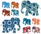 Africa. Patchwork. Beautiful elephants on white background.