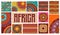 Africa patterned design. African background, banner with tribal traditional grunge pattern, elements, concept