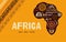 Africa patterned map. Banner with tribal traditional grunge pattern, elements, concept design