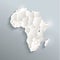 Africa political map blue white card paper 3D