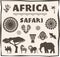 Africa, Safari icon and element set