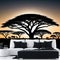 Africa Safari Savanna landscape background banner panorama for logo Black silhouette of wild trees and isolated on