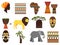 Africa safari vector emblems and flat icons