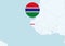 Africa with selected Gambia map and Gambia flag icon