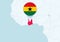 Africa with selected Ghana map and Ghana flag icon