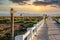 Africa sign on a pathway in Tarifa Spain shot in the golden hour