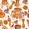 Africa sketch colored seamless pattern