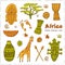 Africa sketch icons set