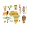 Africa symbols and travel vector set.