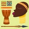 Africa vector icons jungle tribal and maasai ethnic african woman ancient safari traditional travel culture illustration