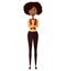 African American animation business woman girl. Beautiful black woman with arms crossed isolated on white background. Vector isola