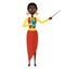 African American animation woman girl teacher tutor character flat cartoon vector illustration isolated on white background.