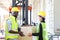 African American and Asian warehouse worker helping each other as teamwork to carry the product package for shipping