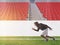 African American athlete running on soccer field, toned