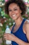 African American Biracial Woman Exercising Drinking Water Bottle