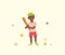 African American Boy with a Bat in his Hands Prepares to Hit a Baseball Ball