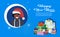 African american boy face avatar red hat happy new year merry christmas concept present gift box decoration flat male