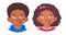 African american boy and girl icon. Portrait of african boy and girl vector illustrations