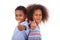 African American boy and girl making thumbs up gesture - Black p