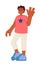 African american boy with peace fingers semi flat colorful vector character