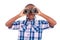 African American boy using binoculars - Black people