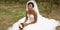 african american bride in the park