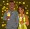 African american business man and elegant woman celebrate with wine glasses in their hands