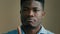 African american businessman 30s man employee worker investor ethnic multiracial male portrait indoors waving head