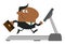 African American Businessman Cartoon Character With Briefcase Running On A Treadmill