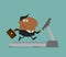African American Businessman Cartoon Character With Briefcase Running On A Treadmill