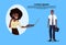 African american businessman communication call center woman operator concept support service cartoon character